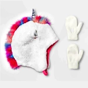 NeW Unicorn Beanie Hat and Gloves for kids 3 to 7 Christmas gift